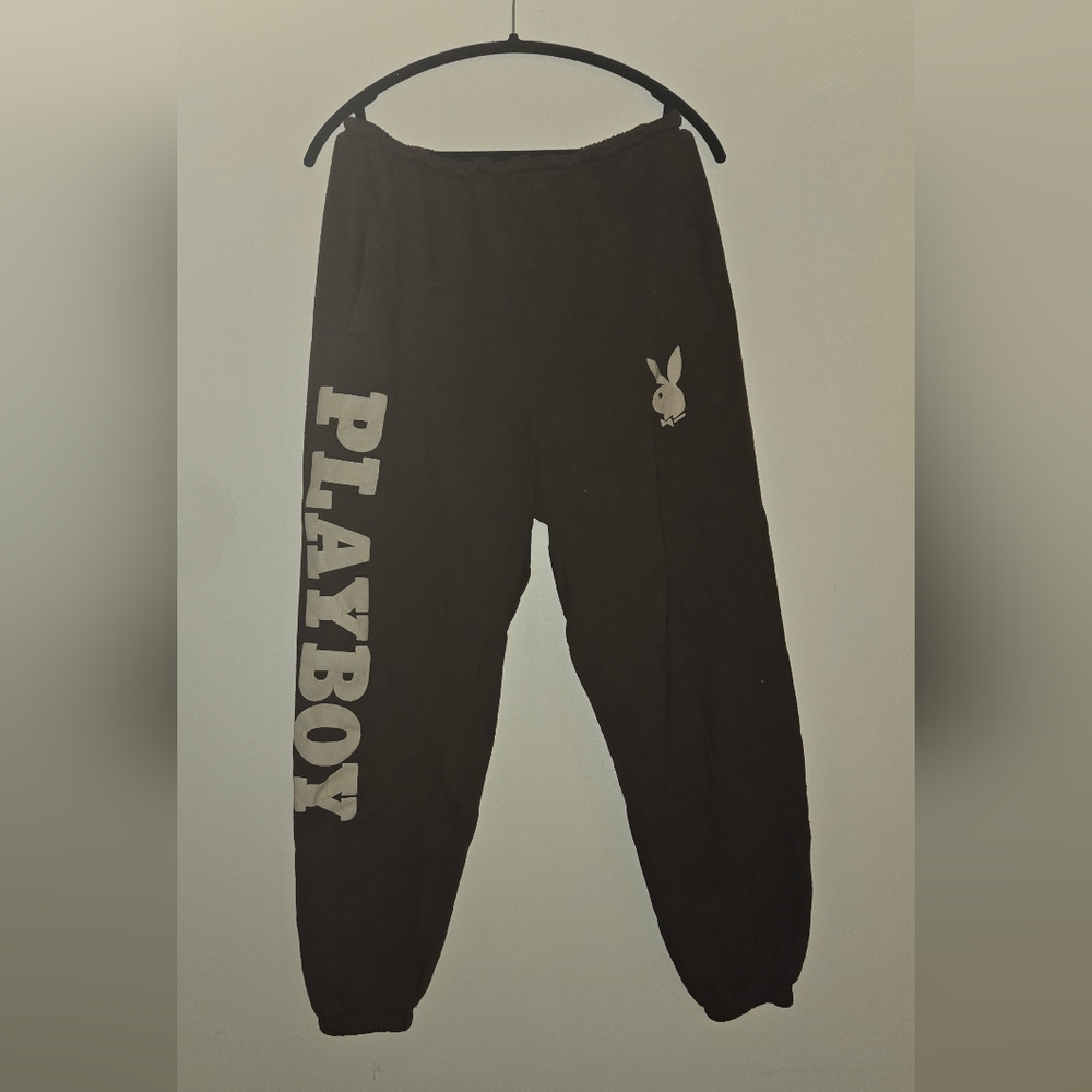 PLAYBOY Black Sweatpants with Bold Branding